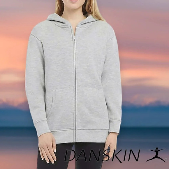 Danskin | Fleece Full Zip Hooded Jacket | Gray | NWT - Picture 1 of 2
